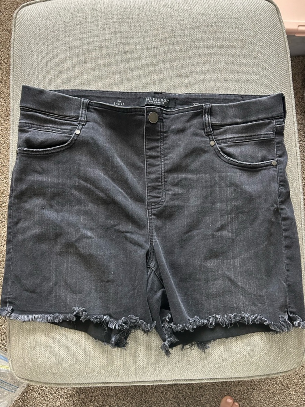 Liverpool Women's Black Frayed Hem Denim Shorts
